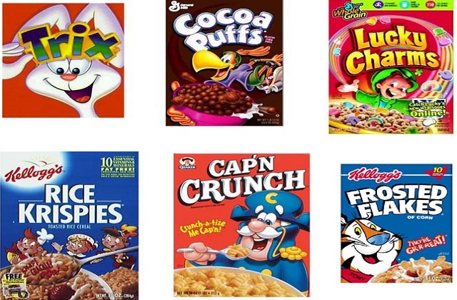 cereal boxes with cartoon character 